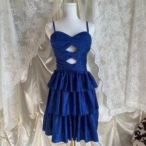 NWT Blue Ruffle Tier Dress with Corset Lacing